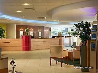 Reception area at the Heathrow Ibis Hotel