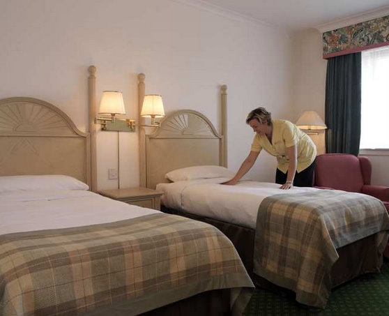 Guest bedroom at the Edinburgh Airport Hilton Hotel