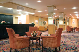 Reception and lobby of the Norbreck Castle Hotel near Blackpool Airport