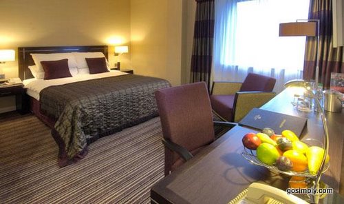 Guest room at the Gatwick Crowne Plaza Hotel